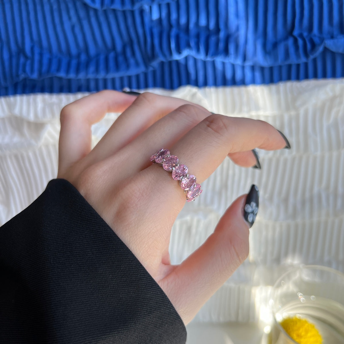 [CharmAmor]Dainty Elongated Cushion Cut Tennis Ring