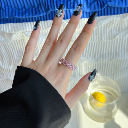 [CharmAmor]Dainty Elongated Cushion Cut Tennis Ring