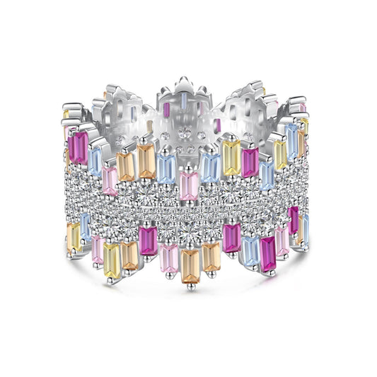 [CharmAmor]Luxurious Colorful Radiant Cut Daily Ring