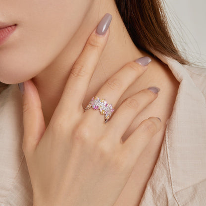 [CharmAmor]Luxurious Colorful Radiant Cut Daily Ring