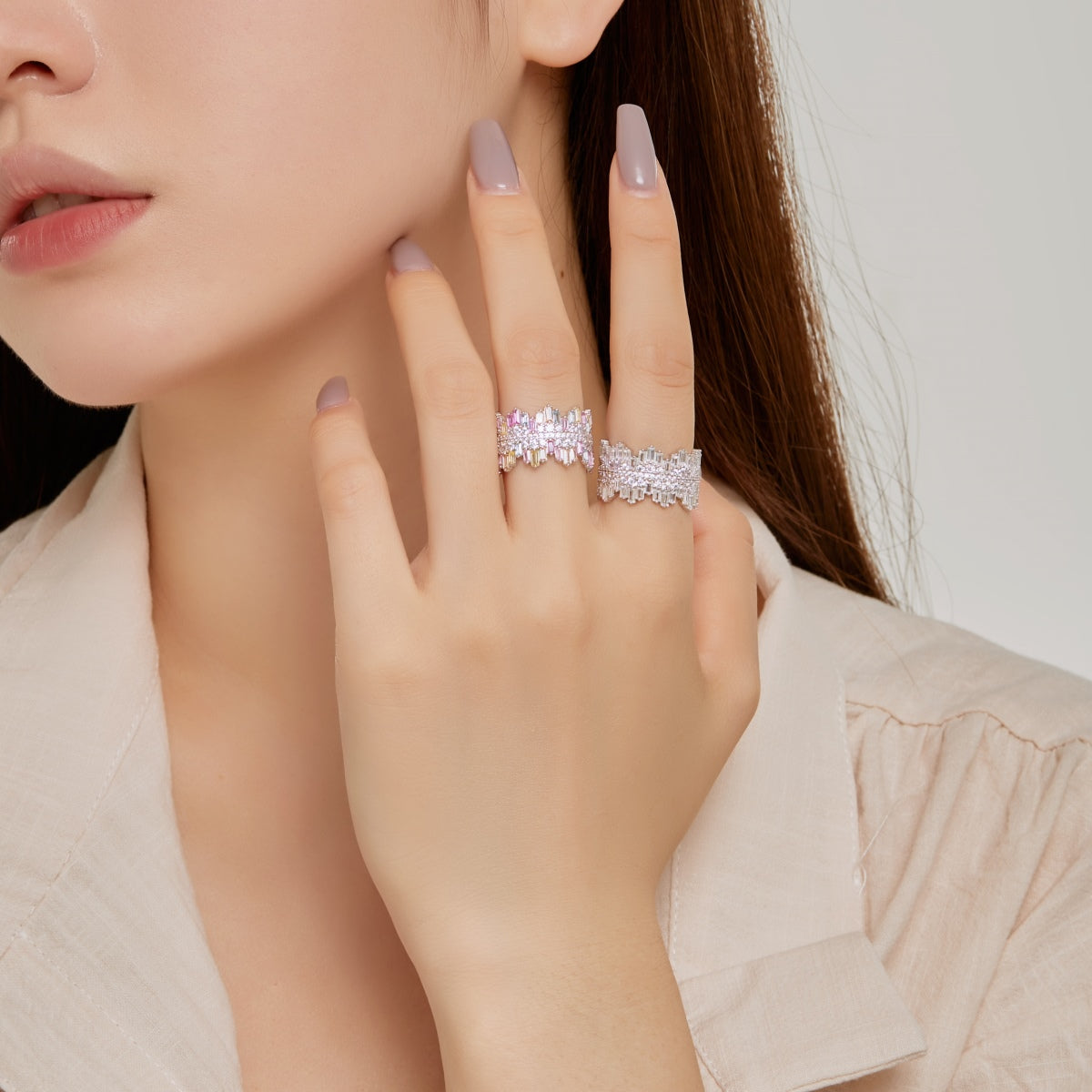 [CharmAmor]Luxurious Colorful Radiant Cut Daily Ring