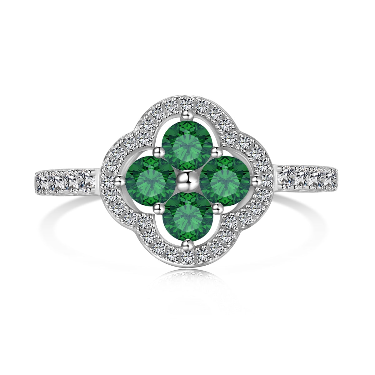 [CharmAmor]Four Leaf Clover Flower Design Ring