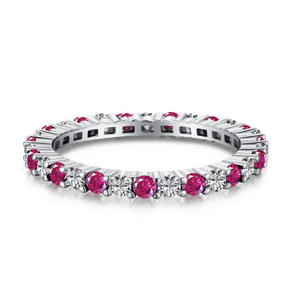 [CharmAmor]Exquisite Colorful Round Cut Tennis Ring