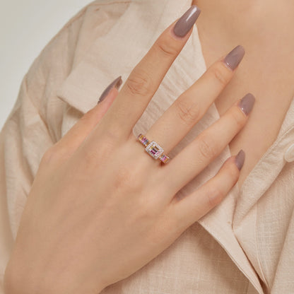 [CharmAmor]Exquisite Colorful Radiant Cut Party Ring