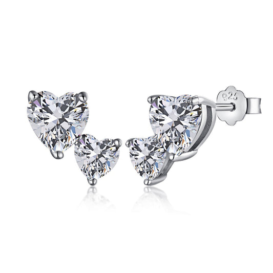 [CharmAmor]Double Heart-Shape Classic Princess Style Earrings