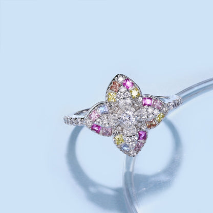 [CharmAmor]Luxurious Colorful Flower Shape Banquet Ring