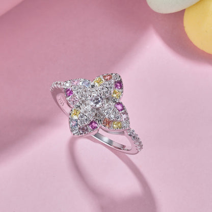 [CharmAmor]Luxurious Colorful Flower Shape Banquet Ring