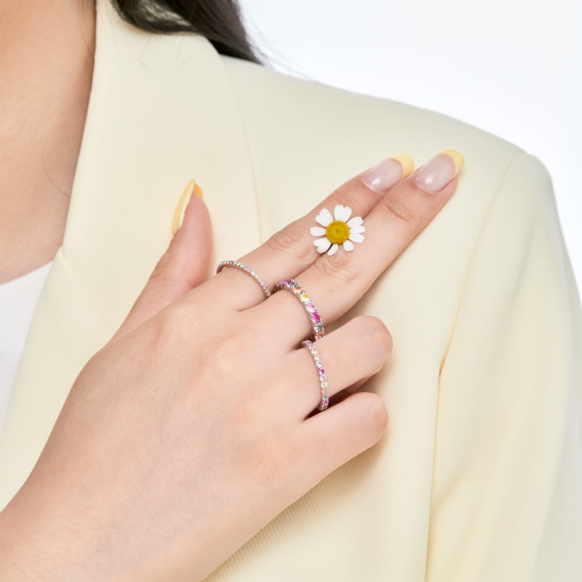 [CharmAmor]Ornate Colorful Round Cut Tennis Ring