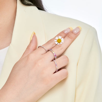 [CharmAmor]Ornate Colorful Round Cut Tennis Ring