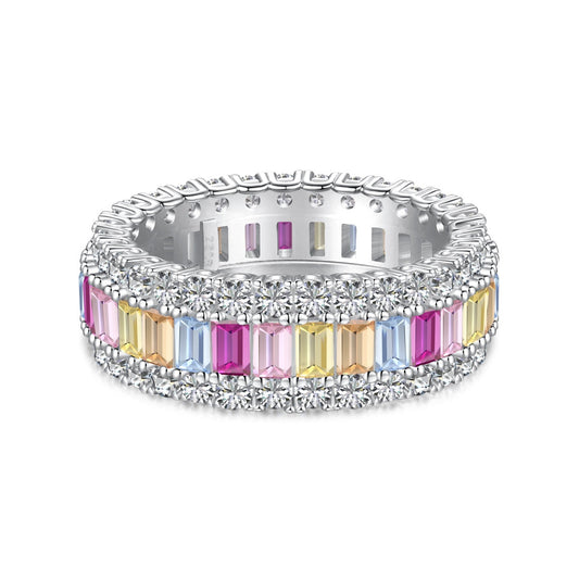 [CharmAmor]Dainty Colorful Radiant Cut Daily Ring