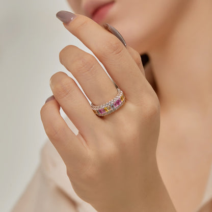 [CharmAmor]Dainty Colorful Radiant Cut Daily Ring