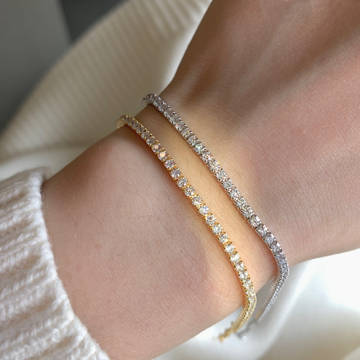 [CharmAmor]Radiant Shinning Princess Cut Tennis Bracelet
