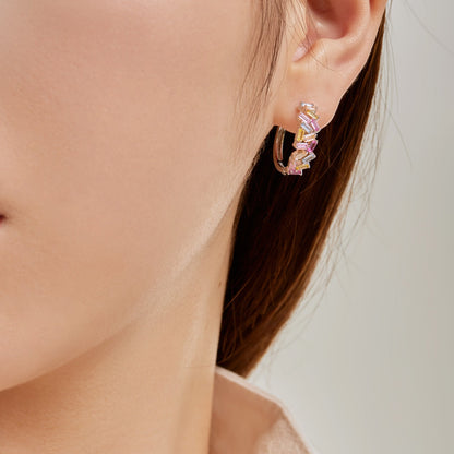 [CharmAmor]Dazzling Colorful Emerald Cut Daily Earrings