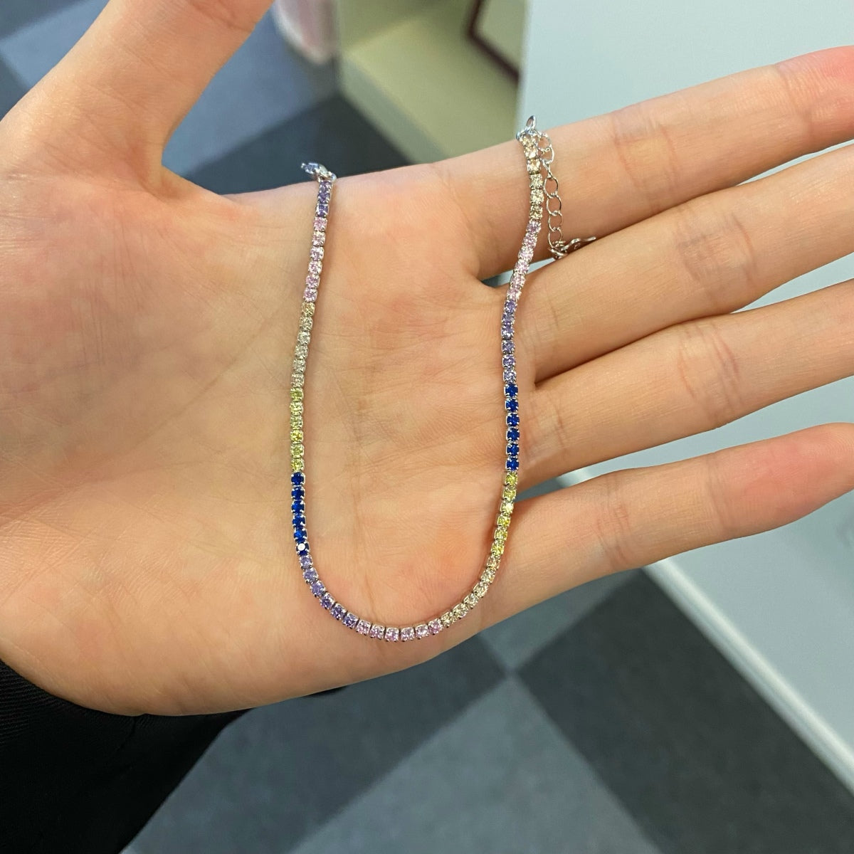 [CharmAmor]Radiant Shinning Princess Cut Tennis Bracelet
