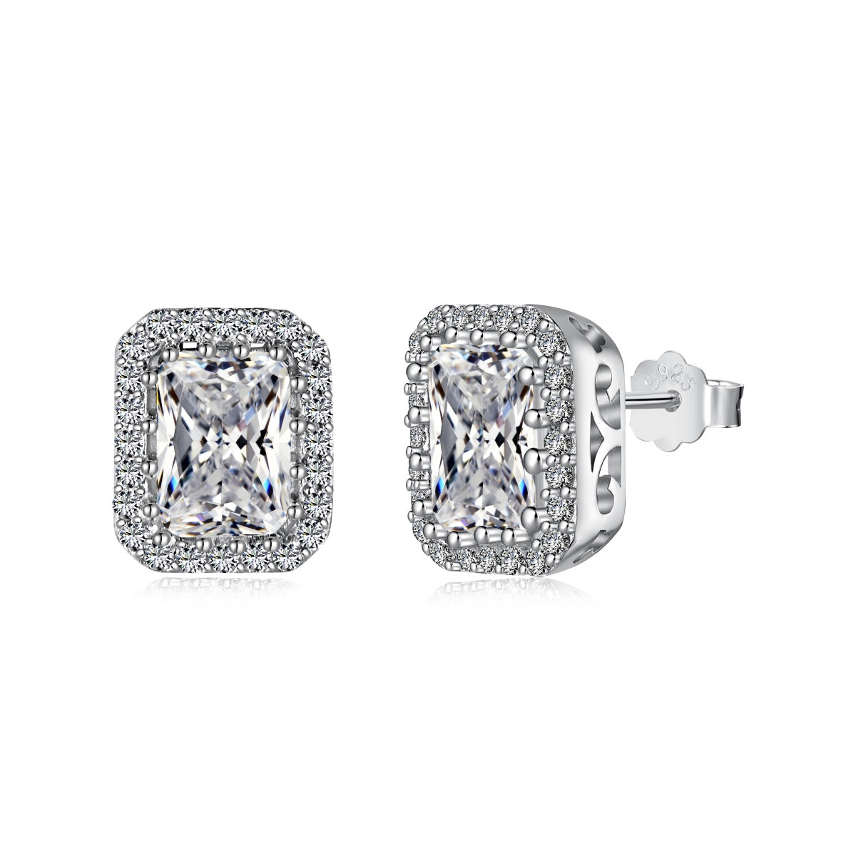 [CharmAmor]1.0 Carat Luxurious Dainty Emerald Cut Daily Earrings