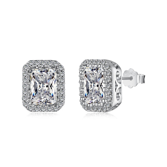 [CharmAmor]1.0 Carat Luxurious Dainty Emerald Cut Daily Earrings