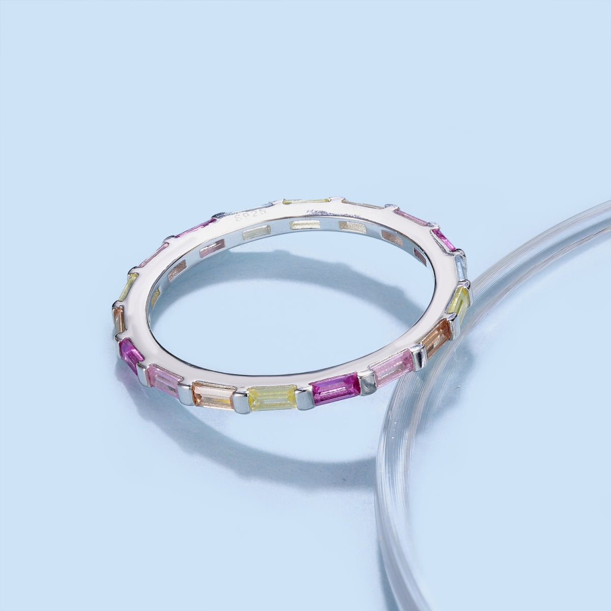 [CharmAmor]Exquisite Multicolored Emerald Cut Daily Ring