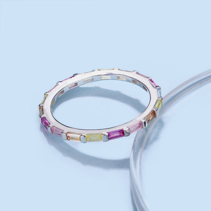 [CharmAmor]Exquisite Multicolored Emerald Cut Daily Ring