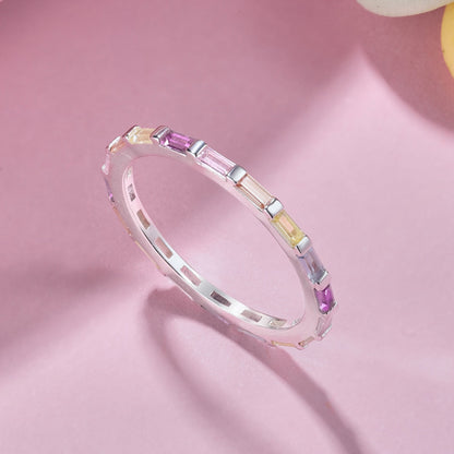 [CharmAmor]Exquisite Multicolored Emerald Cut Daily Ring