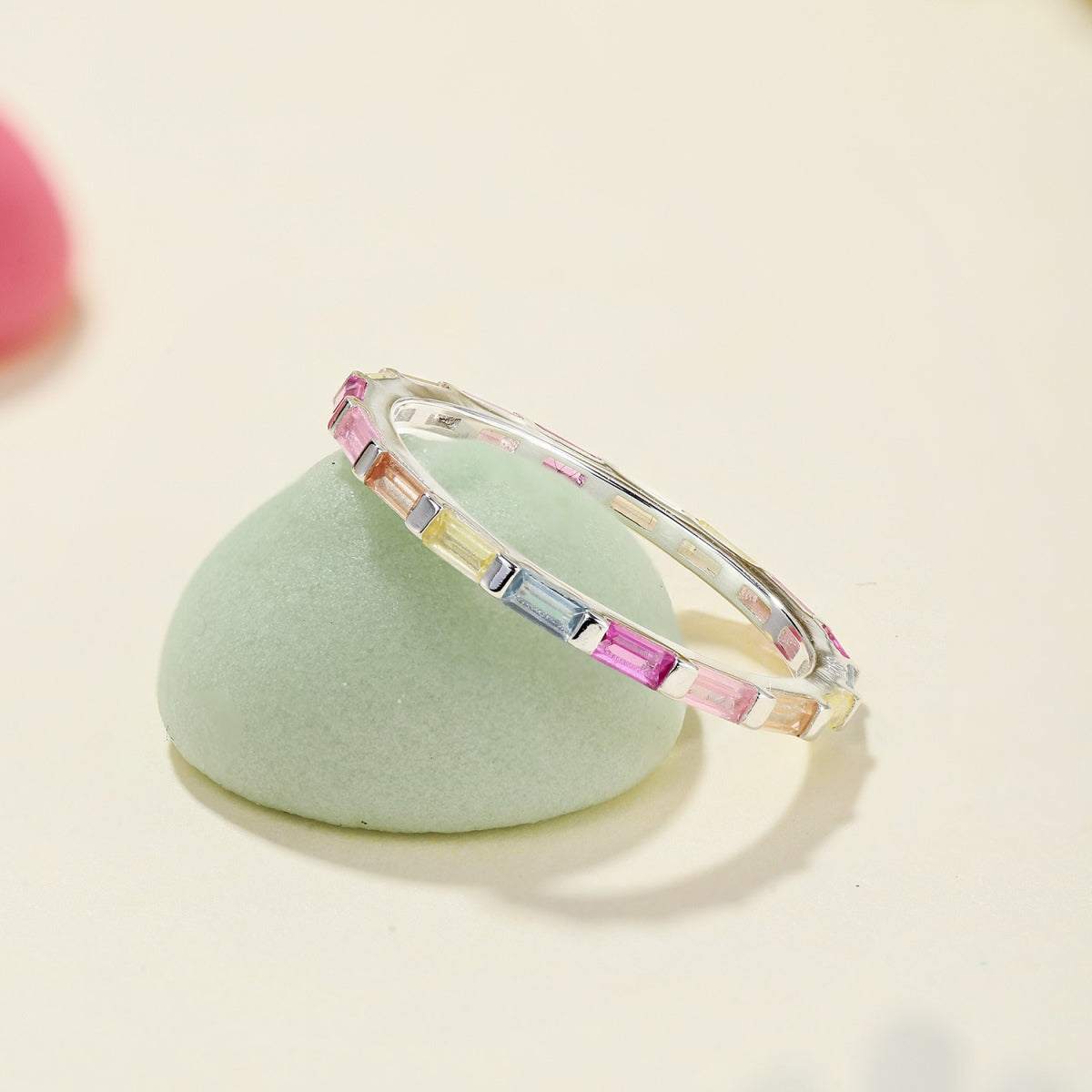 [CharmAmor]Exquisite Multicolored Emerald Cut Daily Ring