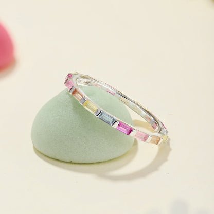 [CharmAmor]Exquisite Multicolored Emerald Cut Daily Ring