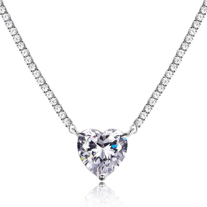 [CharmAmor]8.0 Carat Versatile Colorful Sweet Heart-Shaped Tennis Necklace