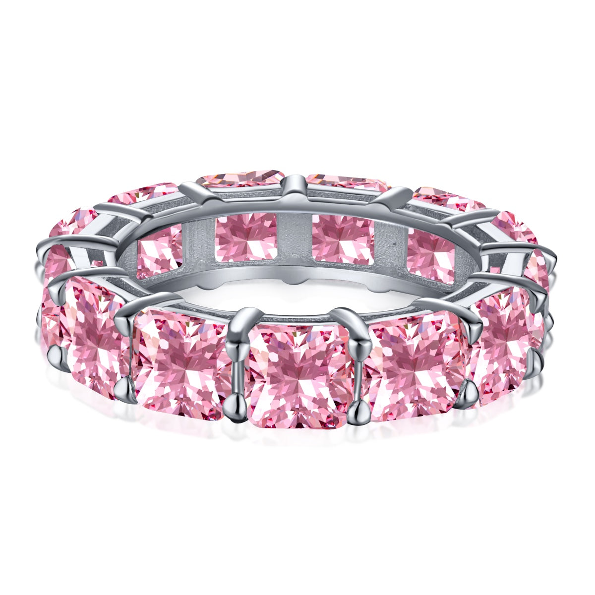 [CharmAmor]Elegant Princess Cut Tennis Ring