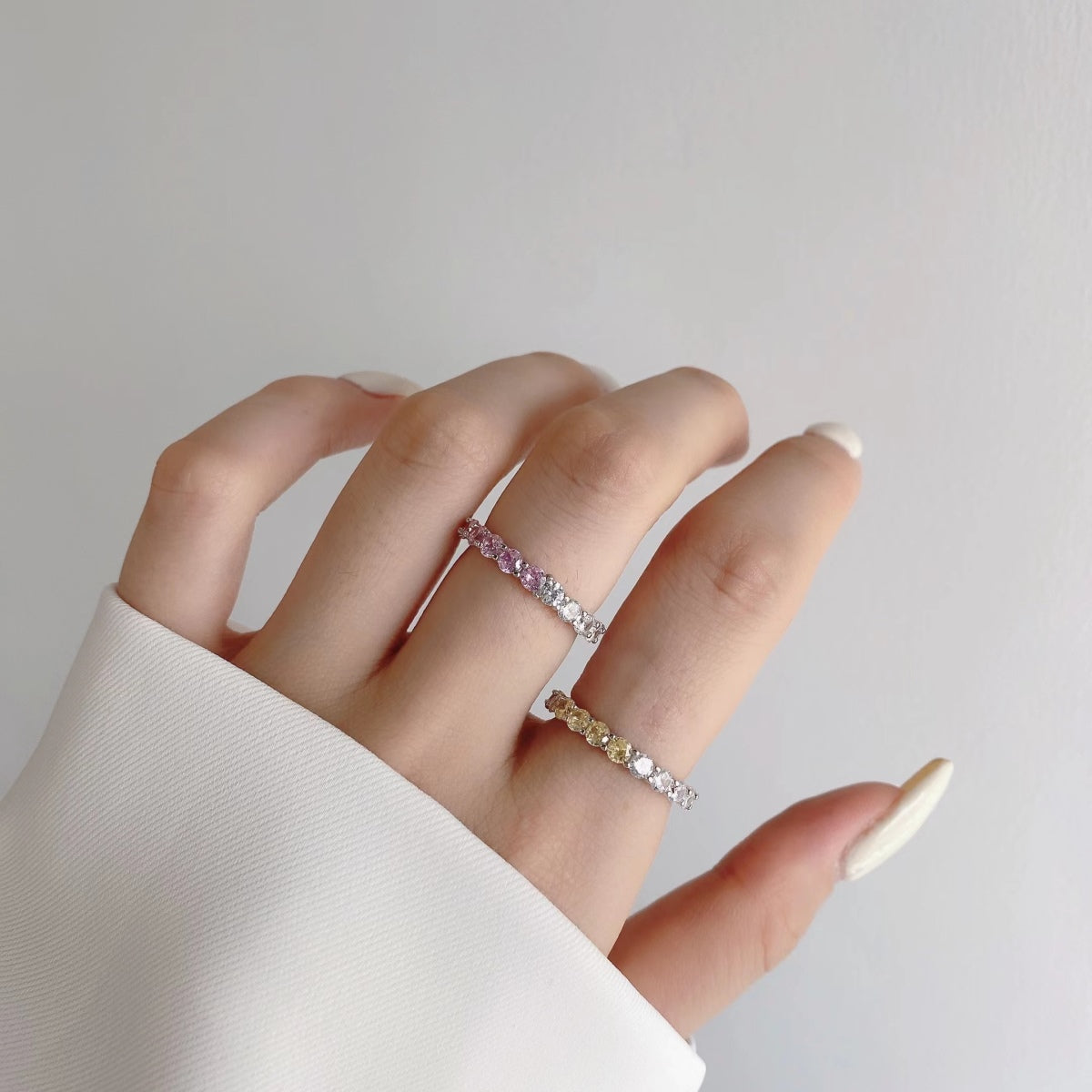 [CharmAmor]Sparkling Round Cut Tennis Ring