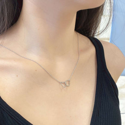 [CharmAmor]Sterling Silver Love Double Ring Necklace