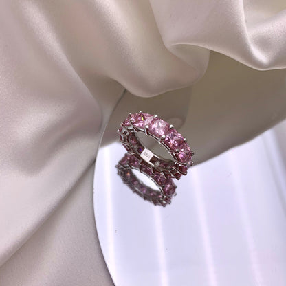 [CharmAmor]Elegant Princess Cut Tennis Ring
