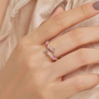 [CharmAmor]Charming Colorful Radiant Cut Adjustable Daily Ring