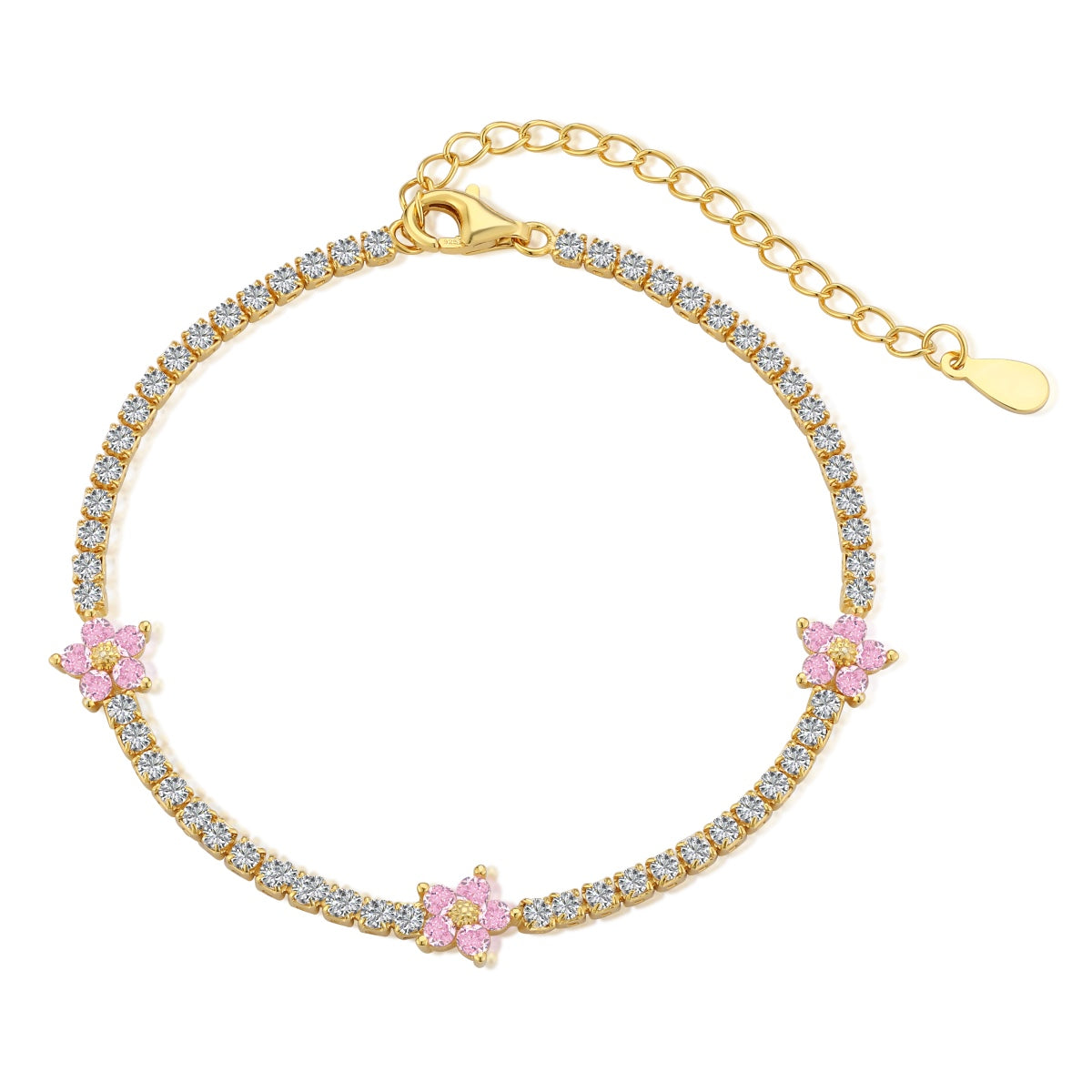 [CharmAmor]Sparkling Flower Shape Tennis Bracelet