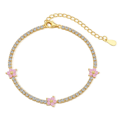[CharmAmor]Sparkling Flower Shape Tennis Bracelet