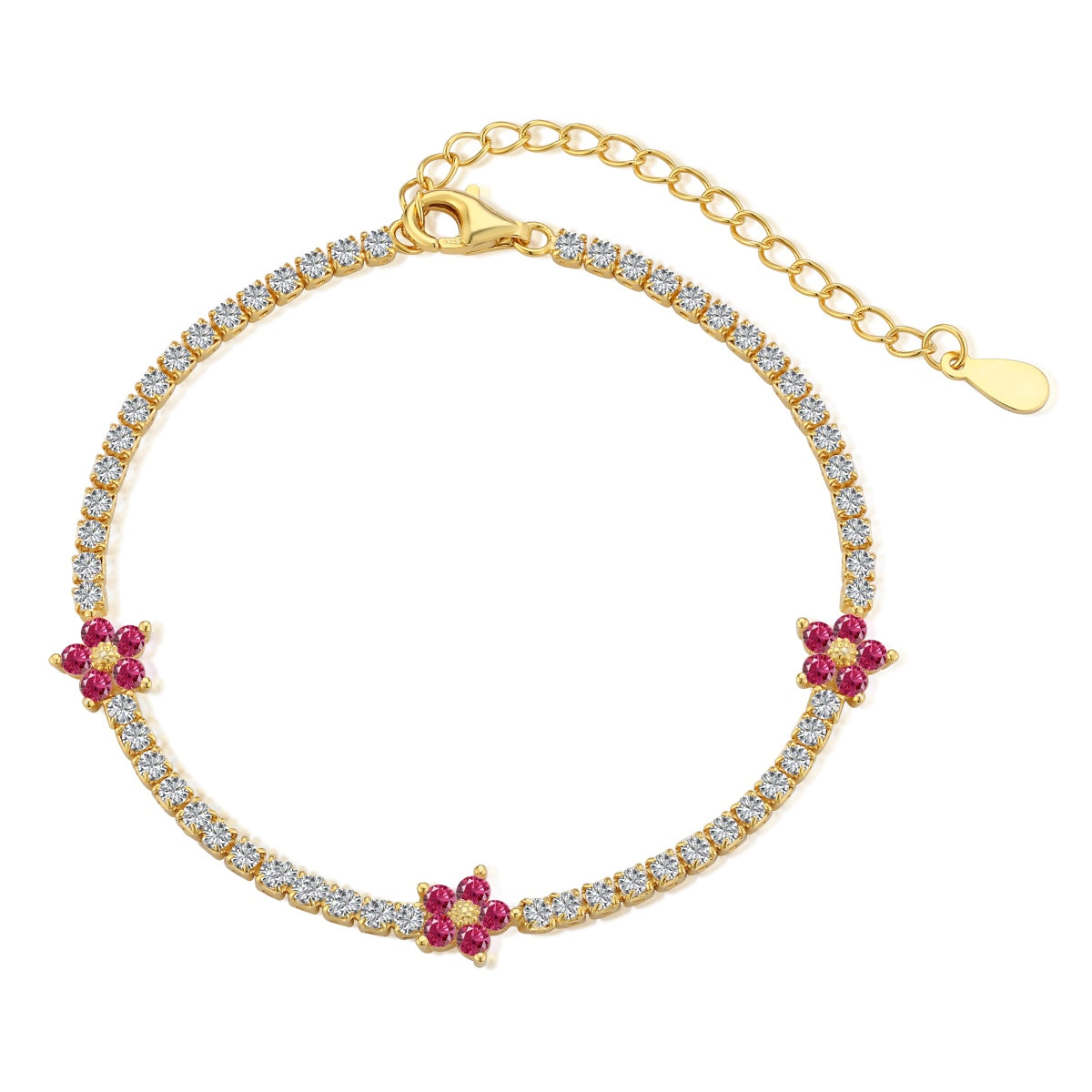 [CharmAmor]Sparkling Flower Shape Tennis Bracelet