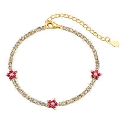 [CharmAmor]Sparkling Flower Shape Tennis Bracelet