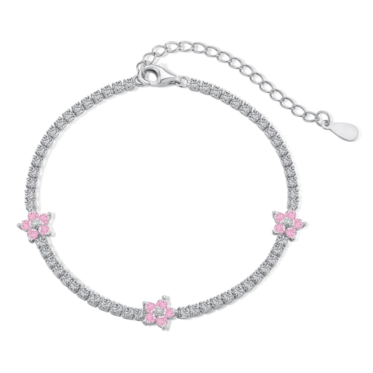 [CharmAmor]Sparkling Flower Shape Tennis Bracelet