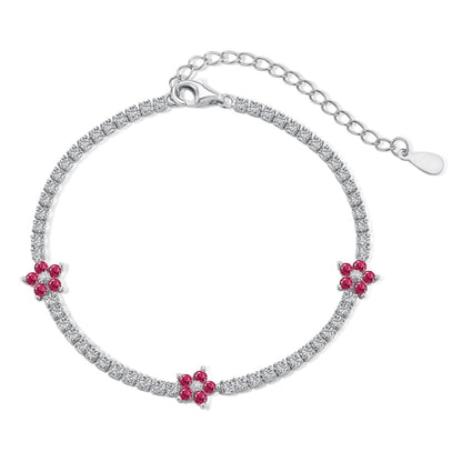 [CharmAmor]Sparkling Flower Shape Tennis Bracelet