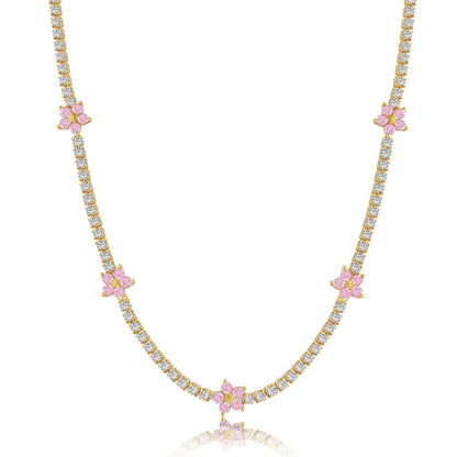 [CharmAmor]Luxurious Colorful Flower Tennis Necklace