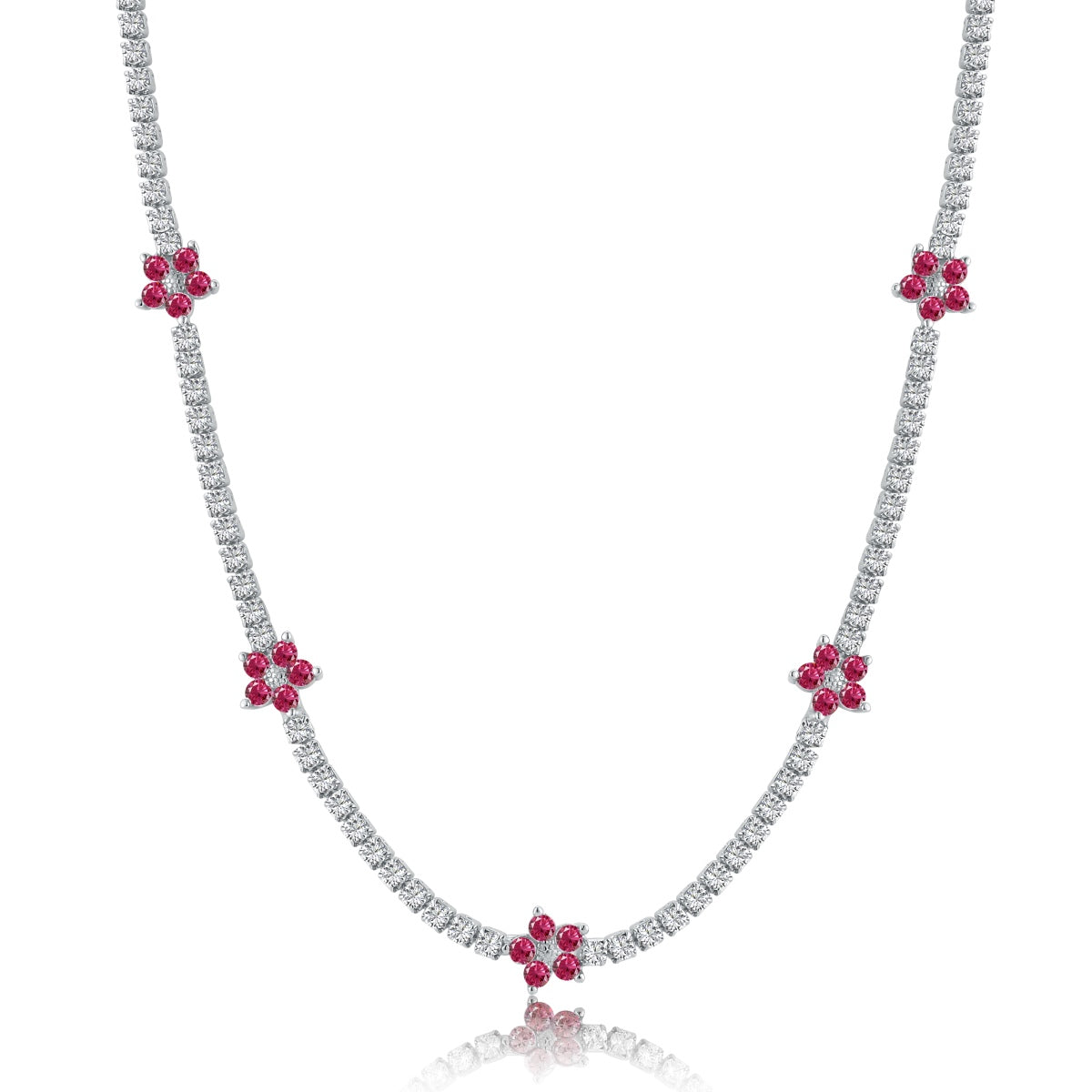 [CharmAmor]Luxurious Colorful Flower Tennis Necklace