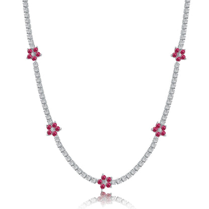[CharmAmor]Luxurious Colorful Flower Tennis Necklace