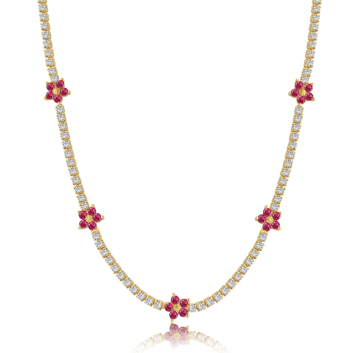 [CharmAmor]Luxurious Colorful Flower Tennis Necklace