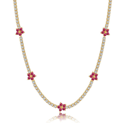 [CharmAmor]Luxurious Colorful Flower Tennis Necklace