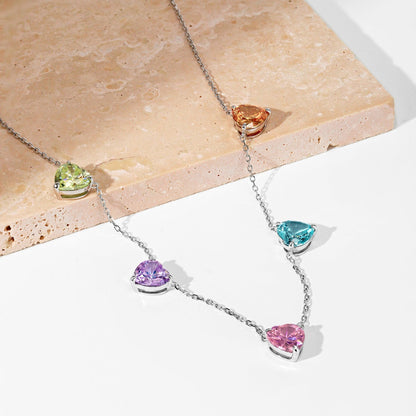 [CharmAmor]Sparkling Colorful Heart Cut Necklace