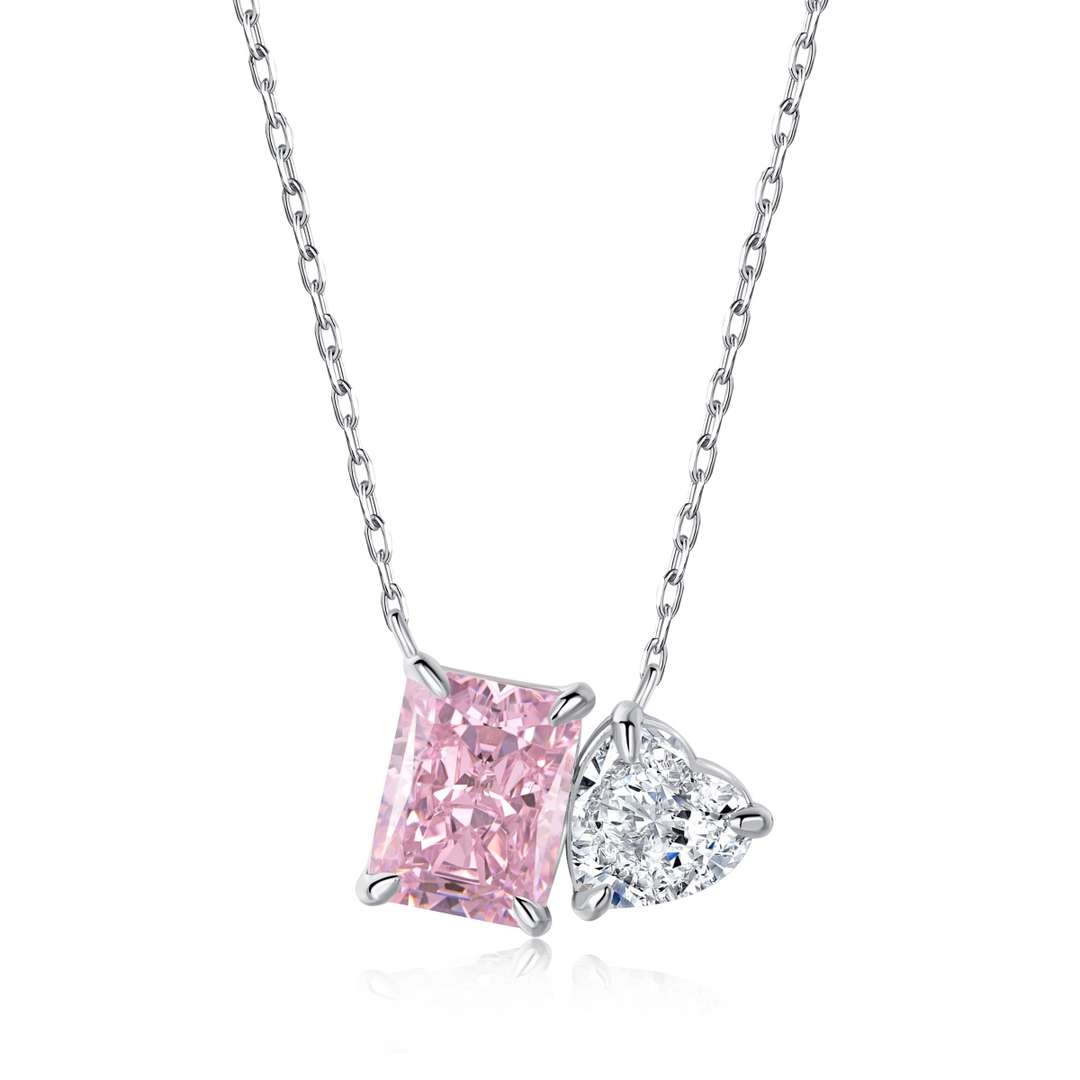 [CharmAmor]Dazzling Square & Heart Shape Necklace