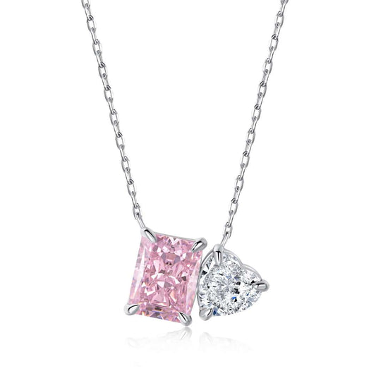 [CharmAmor]Dazzling Square & Heart Shape Necklace
