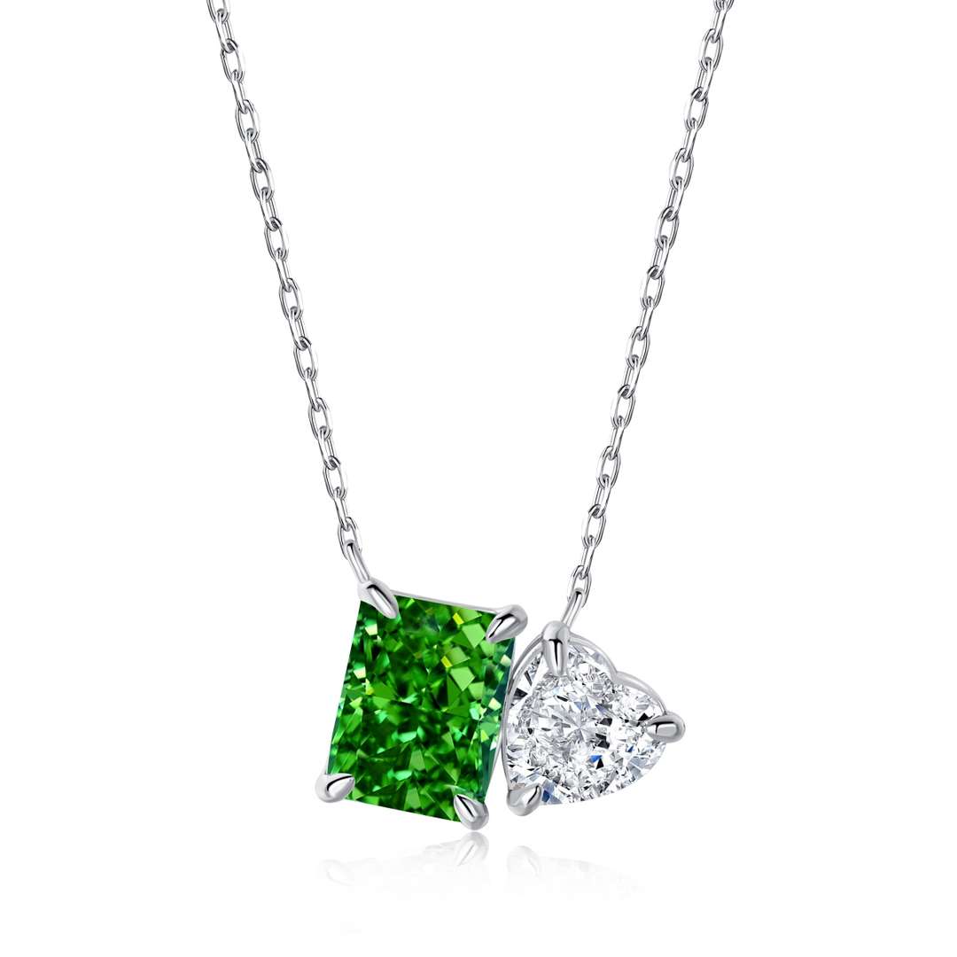 [CharmAmor]Dazzling Square & Heart Shape Necklace