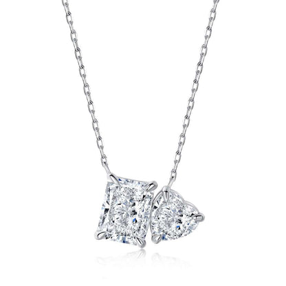 [CharmAmor]Dazzling Square & Heart Shape Necklace