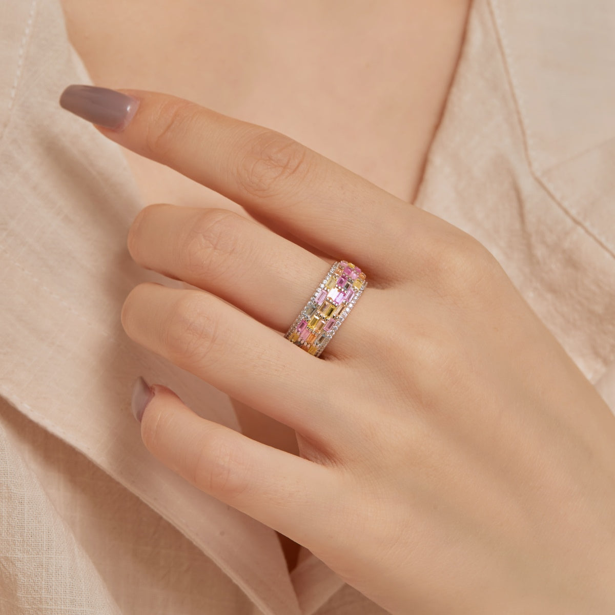 [CharmAmor]Radiant Colorful Radiant Cut Daily Ring