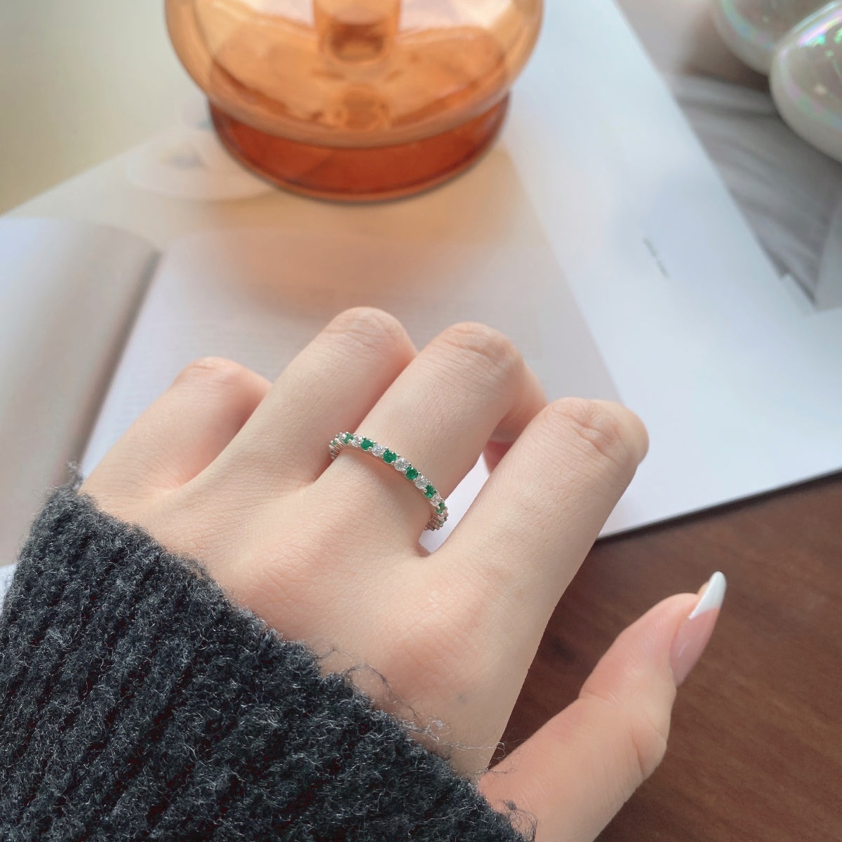 [CharmAmor]Exquisite Colorful Round Cut Tennis Ring