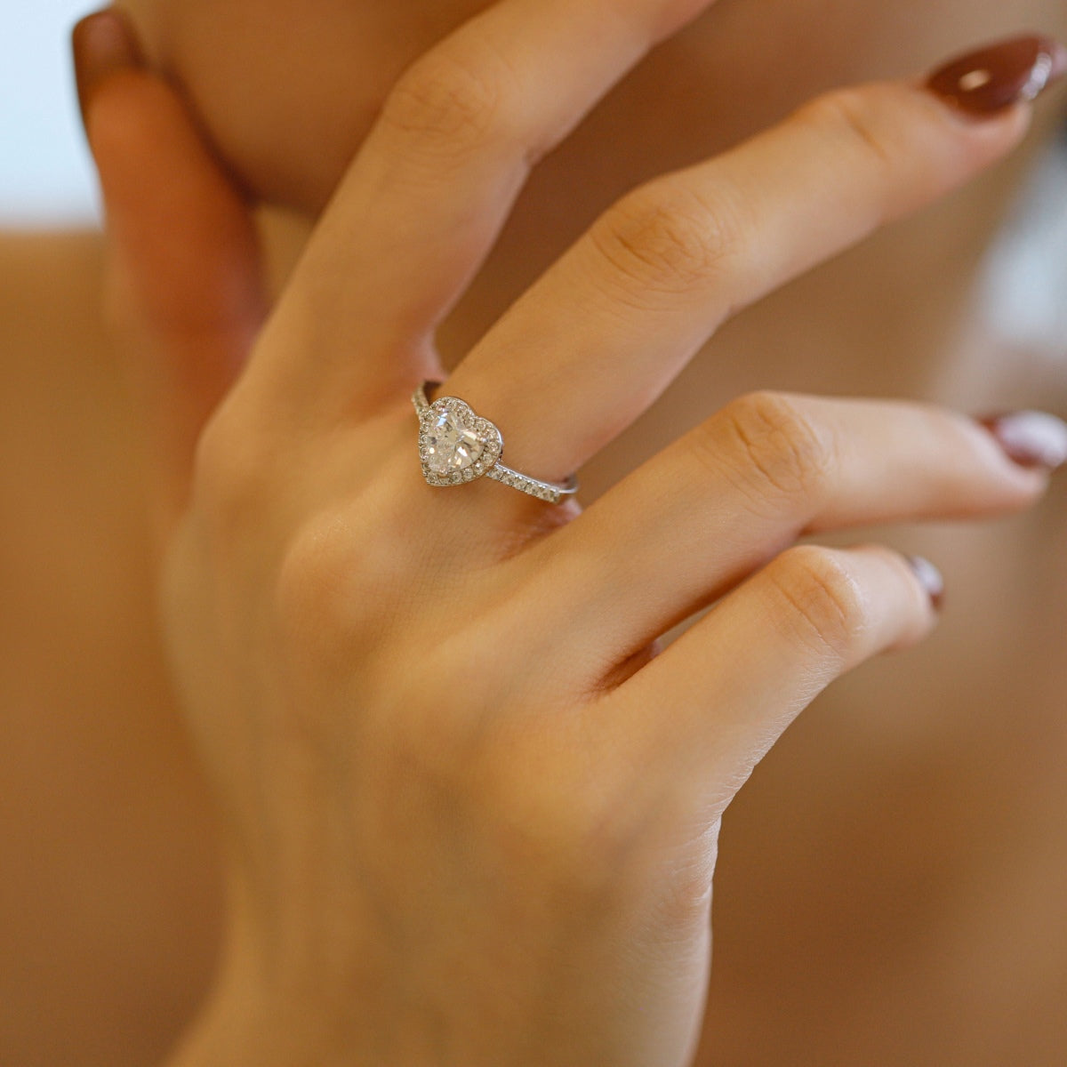 [CharmAmor]Eternity Splashy Romantic Heart Shape Lover Ring